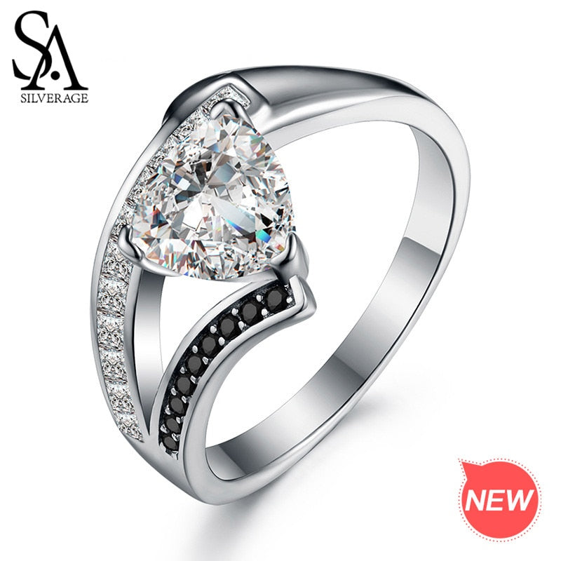 Authentic 925 Sterling Silver AAA Zirconia Rings For Women Silver 925 Jewelry Gemstone Engagement Ring Brand
