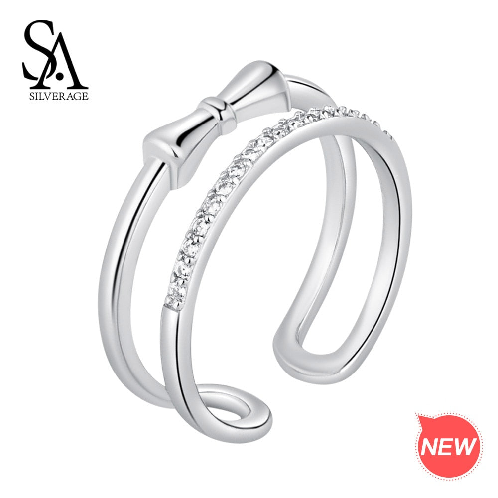 Authentic 925 Sterling Silver Butterfly Rings for Women 925 Silver Rings Double Rings AAA Zirconia Wedding Rings