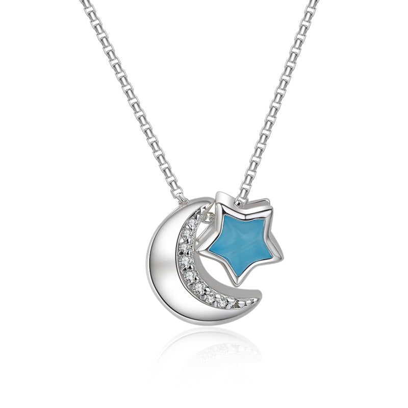 Authentic 925 Sterling Silver Pendants Necklaces Moon Star Pendant For Women S925 Fine Jewelry Gift Accessory