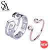 Authentic 925 Sterling Silver Rose Gold/Silver Color Couple Ring Two Rings 925 Silver Wedding Adjustable Rings