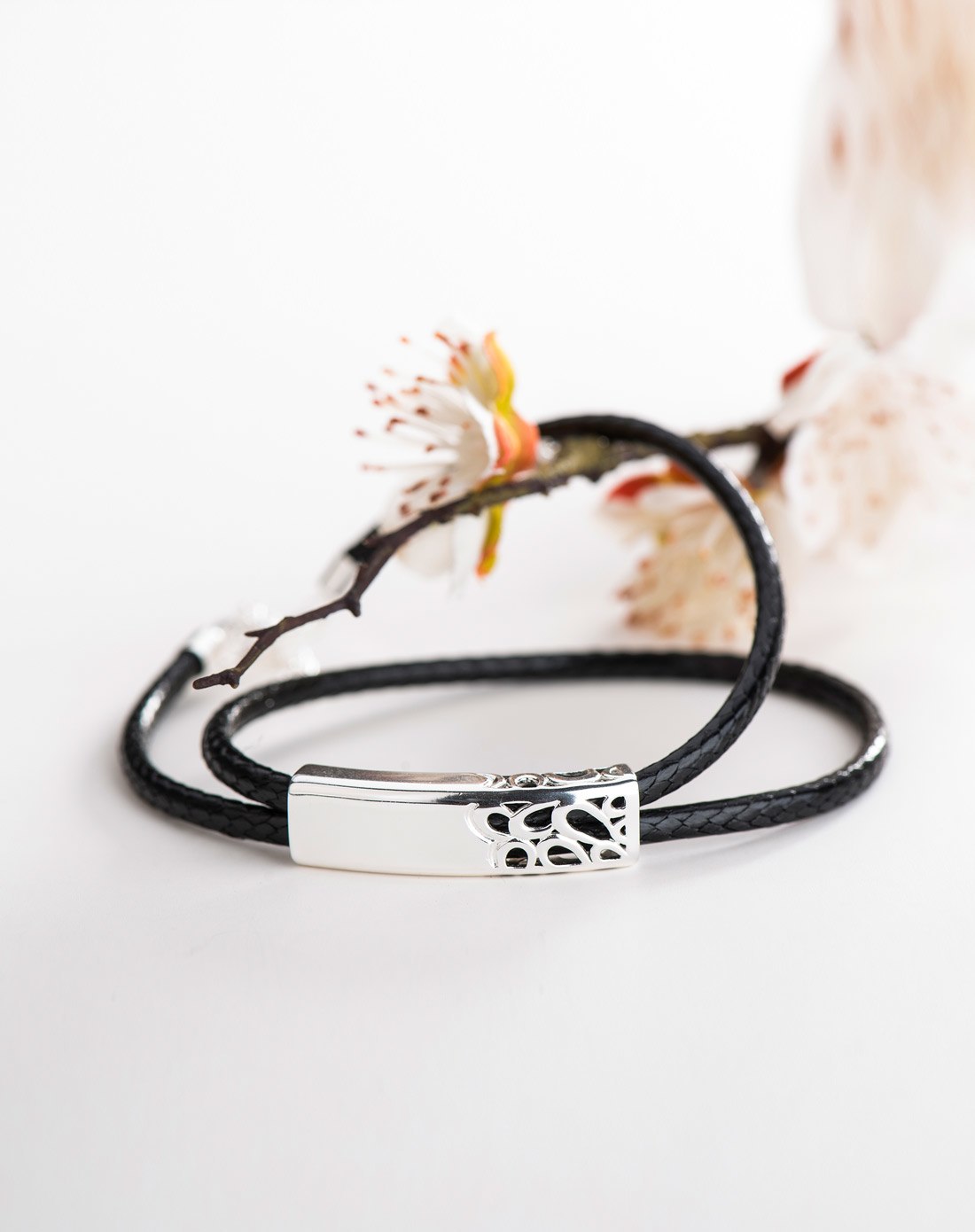 Bracelet Silver 925 Wax Leather Rope Engagement Bracelet For Couple Pure Silver Fine Jewelry Gift 2020