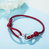 Bracelet Silver 925 Wax Leather Rope Engagement Bracelet For Couple Pure Silver Jewelry Gift