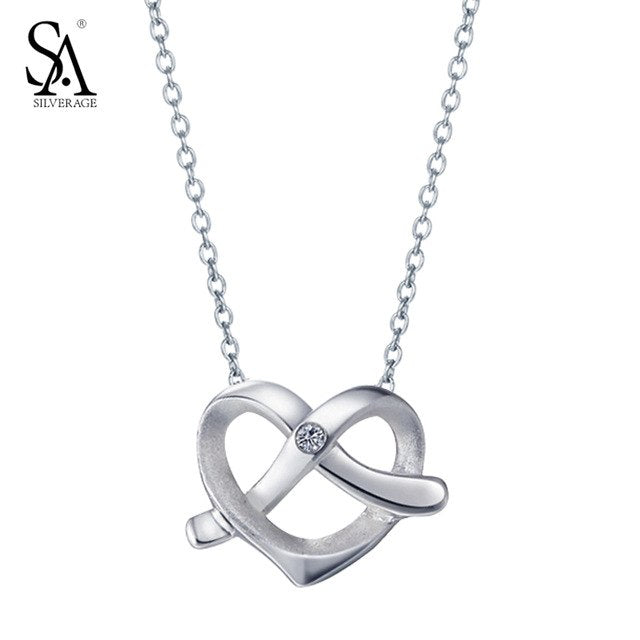 Collier Argent Hollow Heart Pendant Genuine 925 Sterling Silver Necklace For Women 2020 Wedding Gift