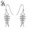 Earrings 925 Sterling Silver For Women Fish Bone Drop Earrings Pure Silver Jewelry Women Accessory Birthd Gift