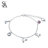 Genuine 925 Silver Love Alphabet Cubic Zirconia Heart Link Bracelet chain link bracelet for women mom wedding gift