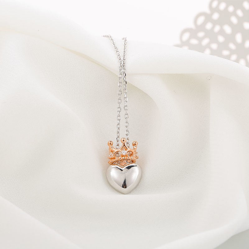 Heart Crown Pendants Necklaces for Women Fine Jewelry Rose Gold Color 925 Sterling Silver Necklaces With Zircon