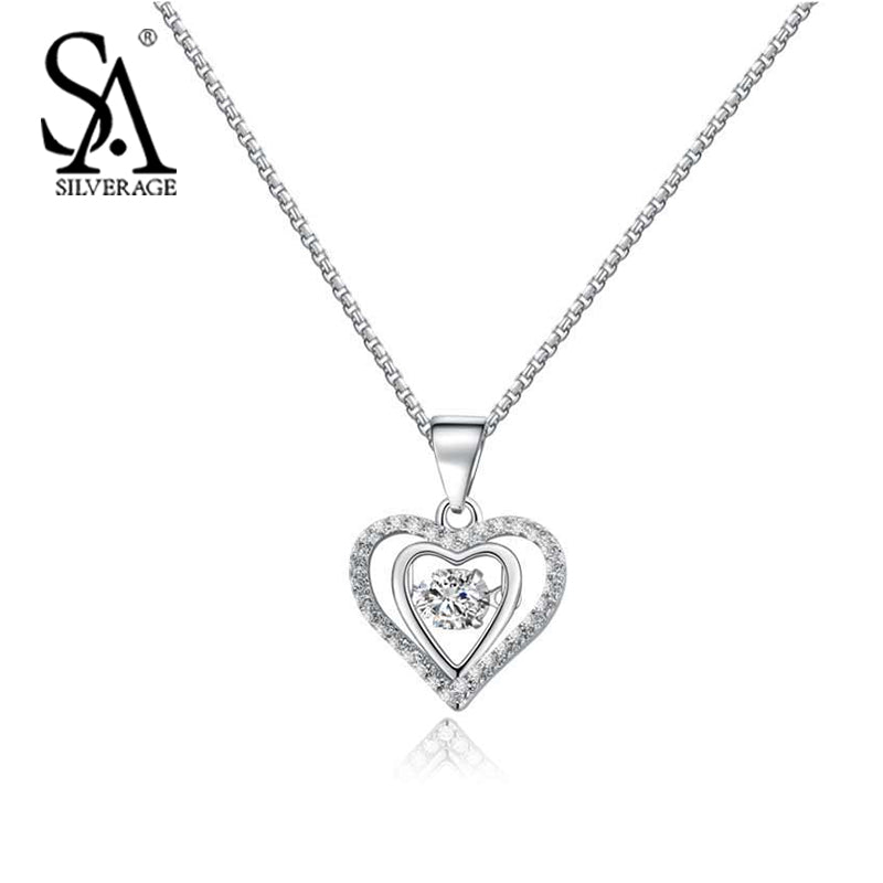 Heart Pendant 925 Sterling Silver Jewelry Women Necklaces & Pendants Valentine Lover Gift Women Accessory