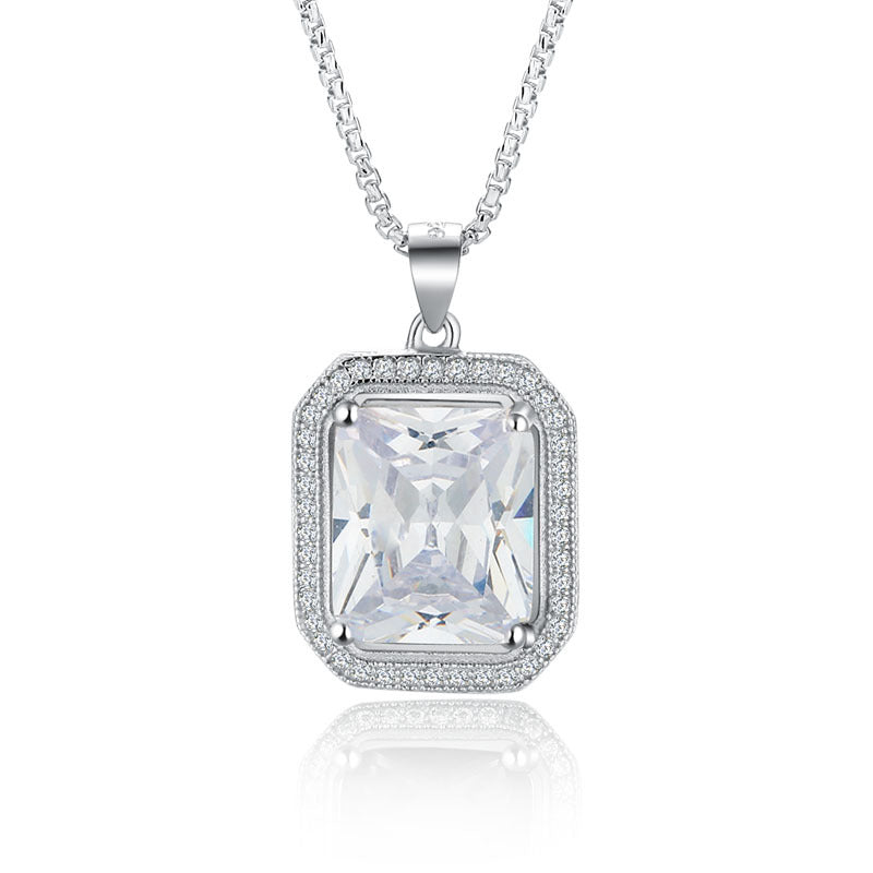 Luxury Multicolor Gemstone Pendant Necklace 925 Sterling Silver Jewelry For Women Blue/white/ Green/ Red Color