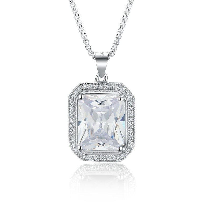 Luxury Multicolor Gemstone Pendant Necklace 925 Sterling Silver Jewelry For Women Blue/white/ Green/ Red Color