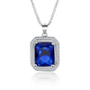 Luxury Multicolor Gemstone Pendant Necklace 925 Sterling Silver Jewelry For Women Blue/white/ Green/ Red Color