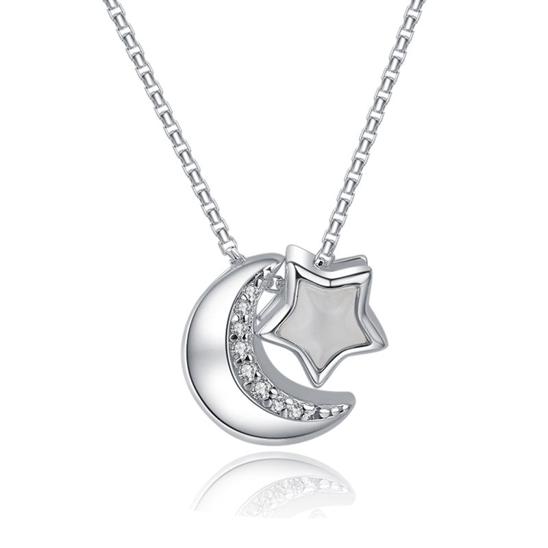 Moon Star Pendants Necklaces For Women Jewely 925 Sterling Silver Blue Opal Three Types Of Pendants With Zircon