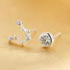 New 925 Sterling Silver Twelve Constellations Stud Earrings Fine Jewelry for Women Asymmetry Earrings Women Gift