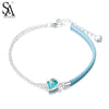 Real 925 Sterling Silver Heart bracelets for women Cllassic Leather Heart Shape bracelets & bangles bracelet homme