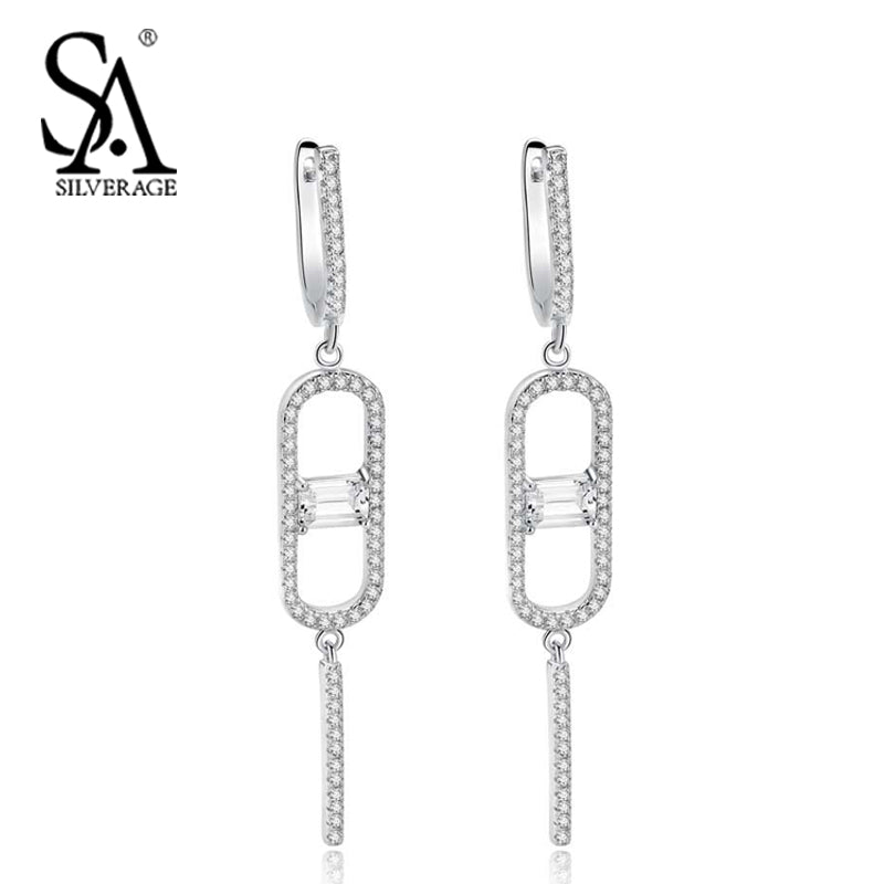 Real 925 Sterling Silver Individuality Drop Earrings S925 Fine Jewelry Office Lady Accessories