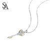Real 925 Sterling Silver Key Necklaces for Women Gold Romantic Key Sterling Silver Fine Jewelry Wedding Party Gift