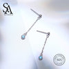 Real 925 Sterling Silver Multiple Colour Drop Earrings For Women Fine Jewelry 2020 Rhinestone Earrings