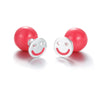 Real 925 Sterling Silver Round Stud Earrings for Women Amber Blue/Pink/Purple Smiley Face Ball Double Sided
