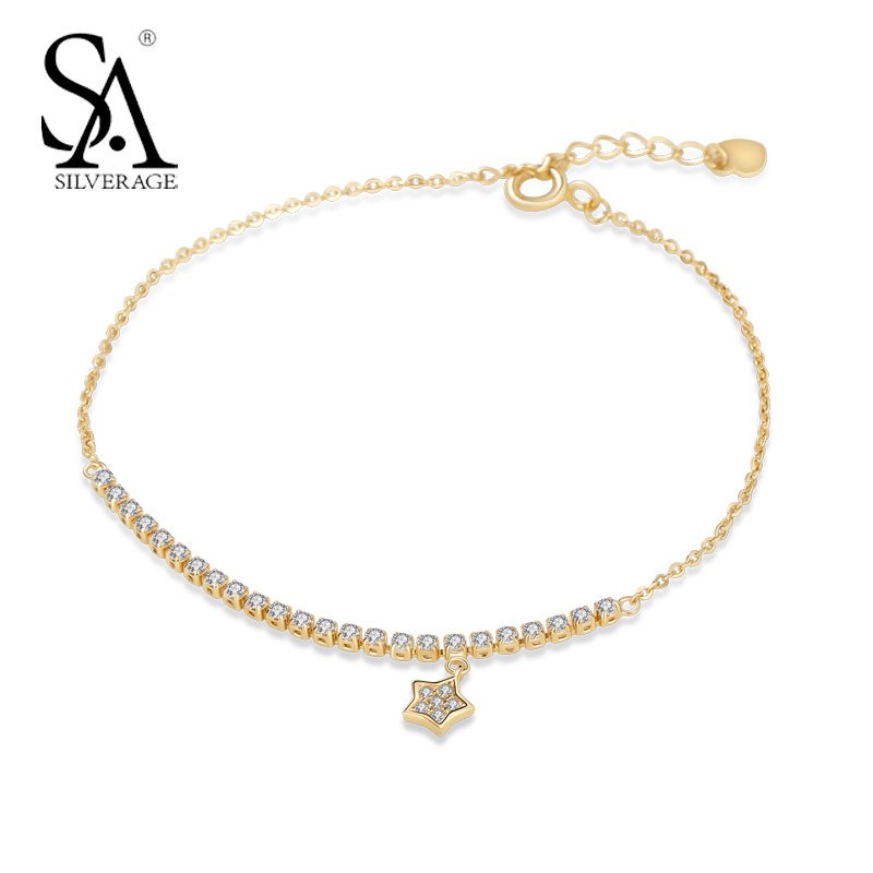 Real 925 Sterling Silver Star Charms Bracelet for Women Office Lady S925 Fine Jewelry Gift Women Accessory