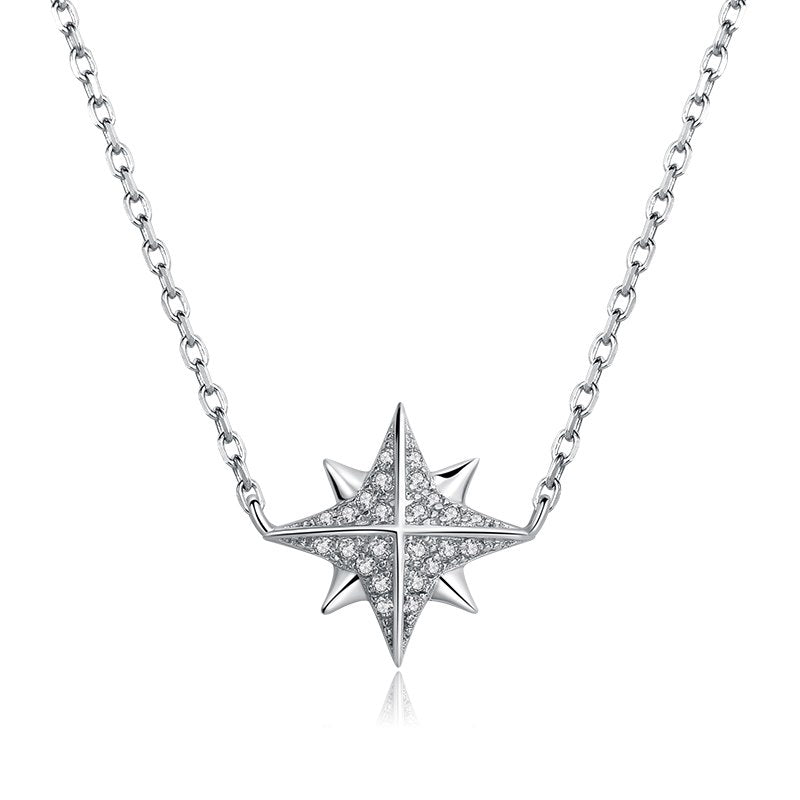 Real 925 Sterling Silver Star Necklaces/Pendants AAA Zirconia Choker Necklace 925 Sterling Silver Necklaces Gift