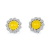 Real 925 Sterling Silver Vintage Stud Earrings for Women Fine Jewelry Yellow Natural Chalcedony 2020 New Arrival
