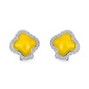 Real 925 Sterling Silver Vintage Stud Earrings for Women Fine Jewelry Yellow Natural Chalcedony 2020 New Arrival