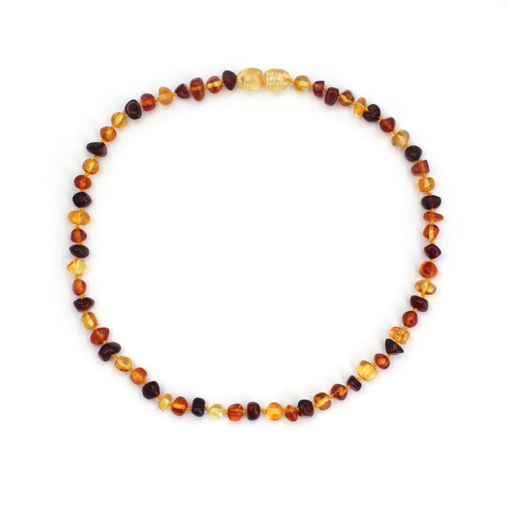 Real Natural Amber Pendant Children Necklaces Gift for Baby Multicolor Chain Link Necklaces New Arrival
