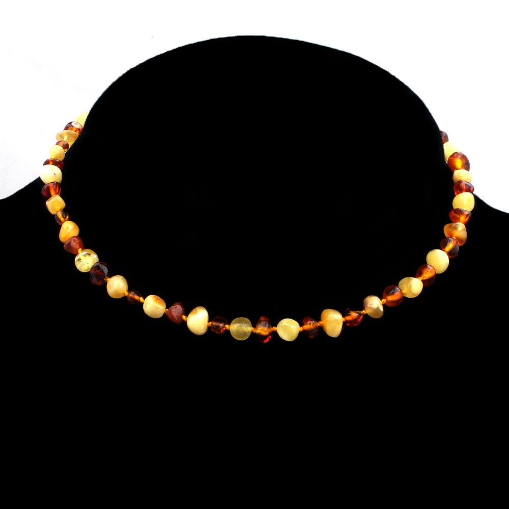 Real Natural Amber Pendant Children Necklaces Gift for Baby Multicolor Chain Link Necklaces New Arrival