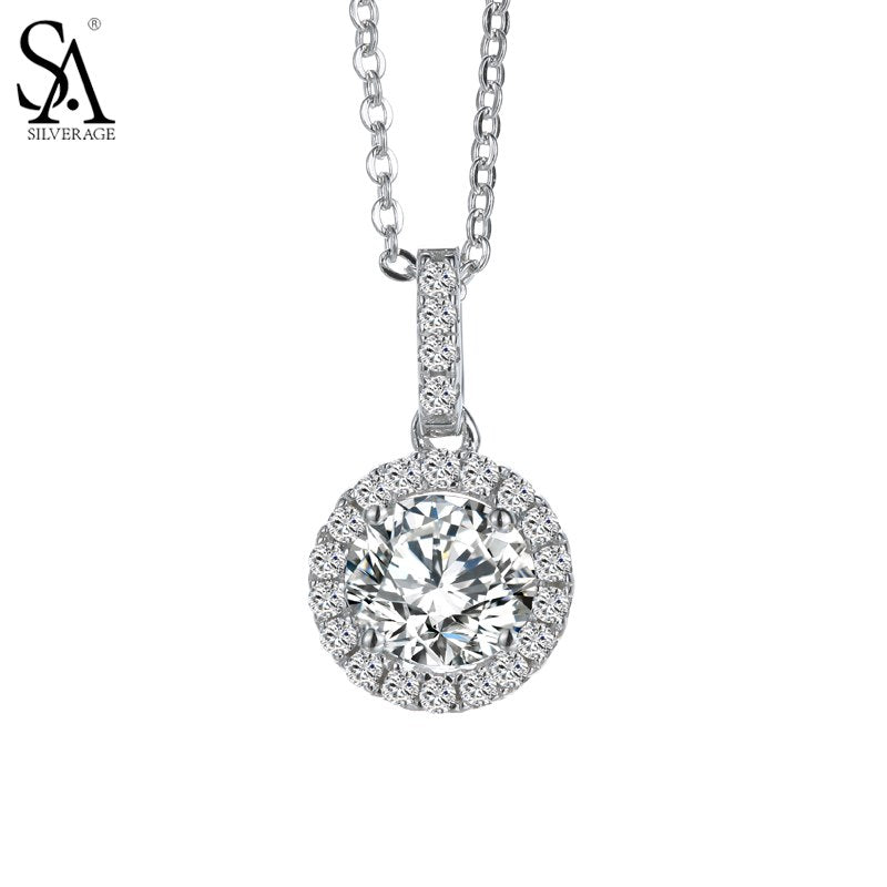 Round Gemstones Pendants 925 Sterling Silver Necklaces For Women S925 Fine Jewelry Gift Women Accessory