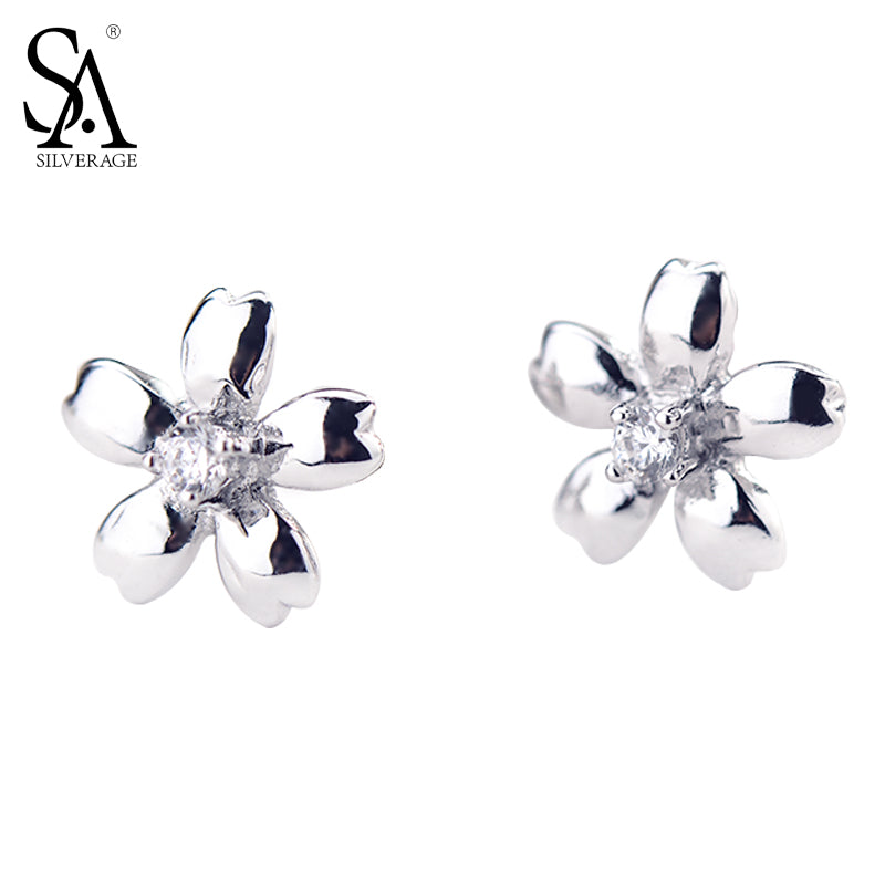 Silver 925 Earing Flower Daisy With CZ Stud Sterling Silver Jewelry Earrings For Women Brincos 2020 Party Gift