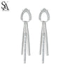 Silver 925 Earing Studs Long Sassel Real Silver Jewelry Earrrings For Women 2020 Gift