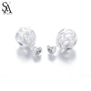 Silver Ball Earring Hollow Stud Earrings For Women 925 Silver Jewelry Female Girl Gift