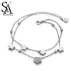Silver Bracelet 925 Star Chain Link Bracelets With Two Layer Sterling Silver Jewelry For Women Party Gift