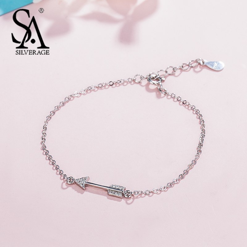 Silver Bracelet for Women 925 Sterling Silver Arrow Charms Bracelets & Bangles Valentine D Gift Fine Jewelry