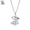 Silver Chain Necklace Cat Pendant Real Pure 925 Sterling Silver Necklace Jewelry S925 Women Accessory