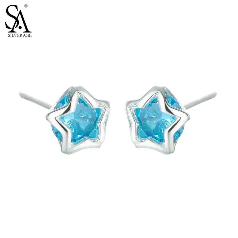 Silver Earings 925 Women Star Style Studs Earrings 925 Sterling Silver Jewelry Women 2020 Summer Party Gift