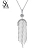 Silver Necklace Tassle Pendant With Cz 925 Silver Chain Necklace For Women 2020 Accessory