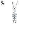 Silver Pendant Fishbone Necklace 925 Sterling Silver Women Chain Necklaces & Pendants Pure Silver Jewelry Gift
