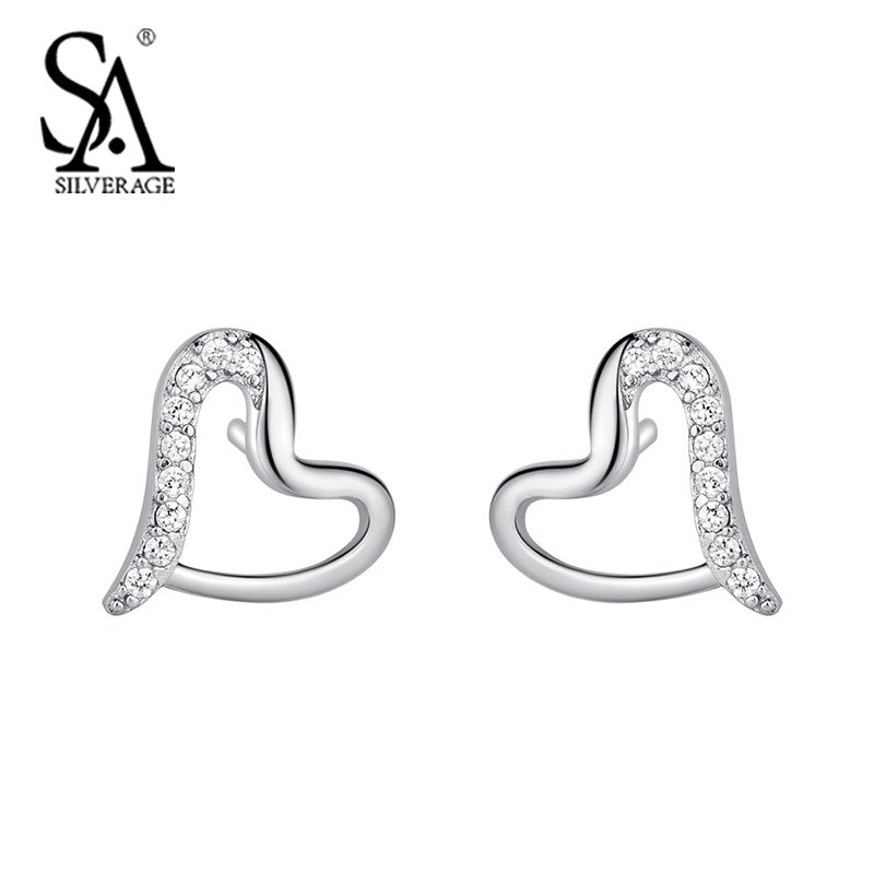 Sterling 925 Silver Earrings For Women Heart Stud Earrings Jewelry Brincos Female Accessory Party Gift Accessories