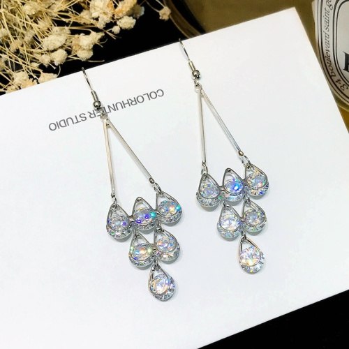 SALE 925 silver Europe Feather Crystal from Austrian new fashion creative cz Woman Earrings love micro hot jewelry