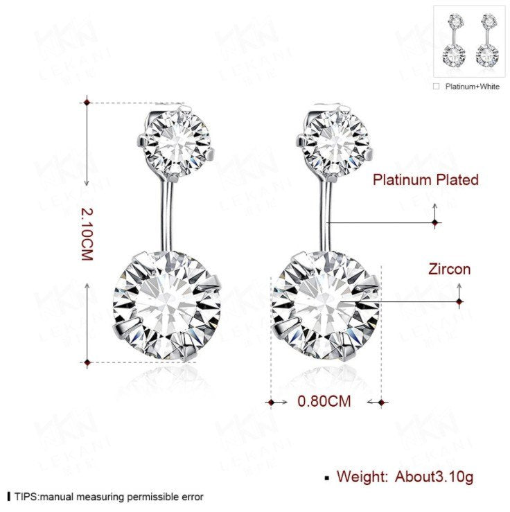 SALE Europe Feather Crystal from Austrian new fashion creative cz Woman Twins Earrings micro 925 jewelry