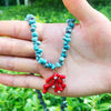 SAY Bohemian Colored Gravel Turquoises Semi Precious Stones Coral Alloy Charm Pendant Necklace Women Jewelry