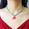 SAY Bohemian Colored Gravel Turquoises Semi Precious Stones Coral Alloy Charm Pendant Necklace Women Jewelry