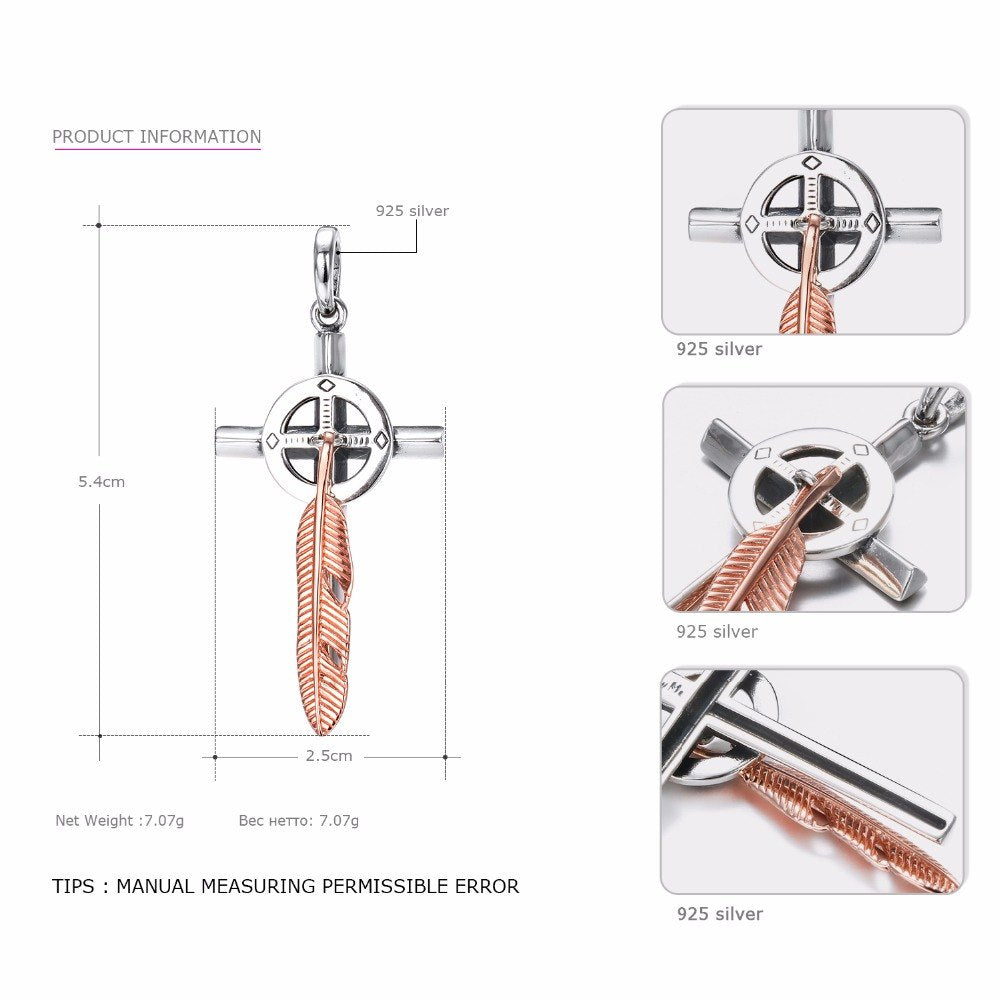 925 Sterling Silver Causal Jewelry Lucky Charms Thai Silver Cross Leaf Pendants Necklace for Women Dropshipping