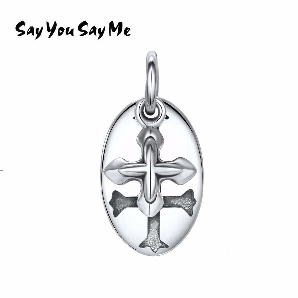 925 Sterling Silver Cross Pendant Necklace for Women Curved Pendants Necklace for Valentine's D Gift Dropshippi
