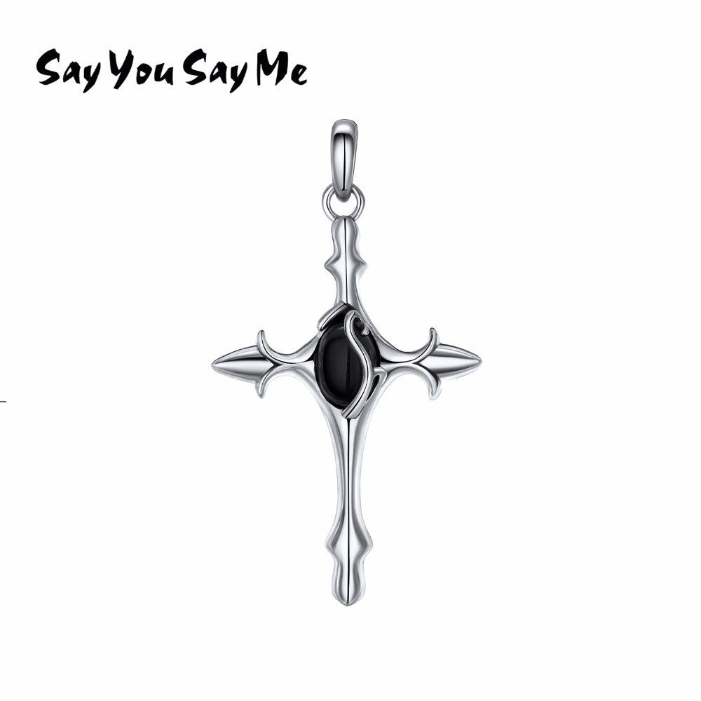 925 Sterling Silver Cross Pendant Necklace for Women European Classic Style Vine Pendant Necklaces Dropshipping