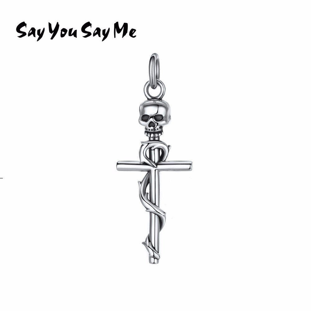 Vintage Silver Cross Pendant Necklace Vintage Punk Silver Necklace for Unisex Jewelry Accessories Dropshipping