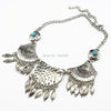 SENHUA Bohemian Tassel Antique Silver Pendant Colar Statement Necklaces Stone necklace jewelry for women Collier Femme MN608