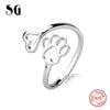 Authentic 100% 925 Sterling Silver Dog's claw & Heart Finger Ring for Women Sterling Silver Jewelry Gift Free Delivery