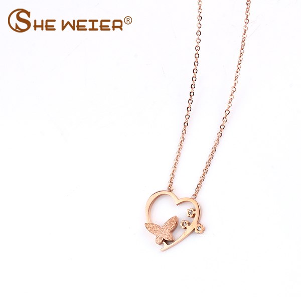 Heart Necklace For Women Stainless Steel Necklace Pendants Jewelry Chocker Bijoux Femme Collares Gift for girl