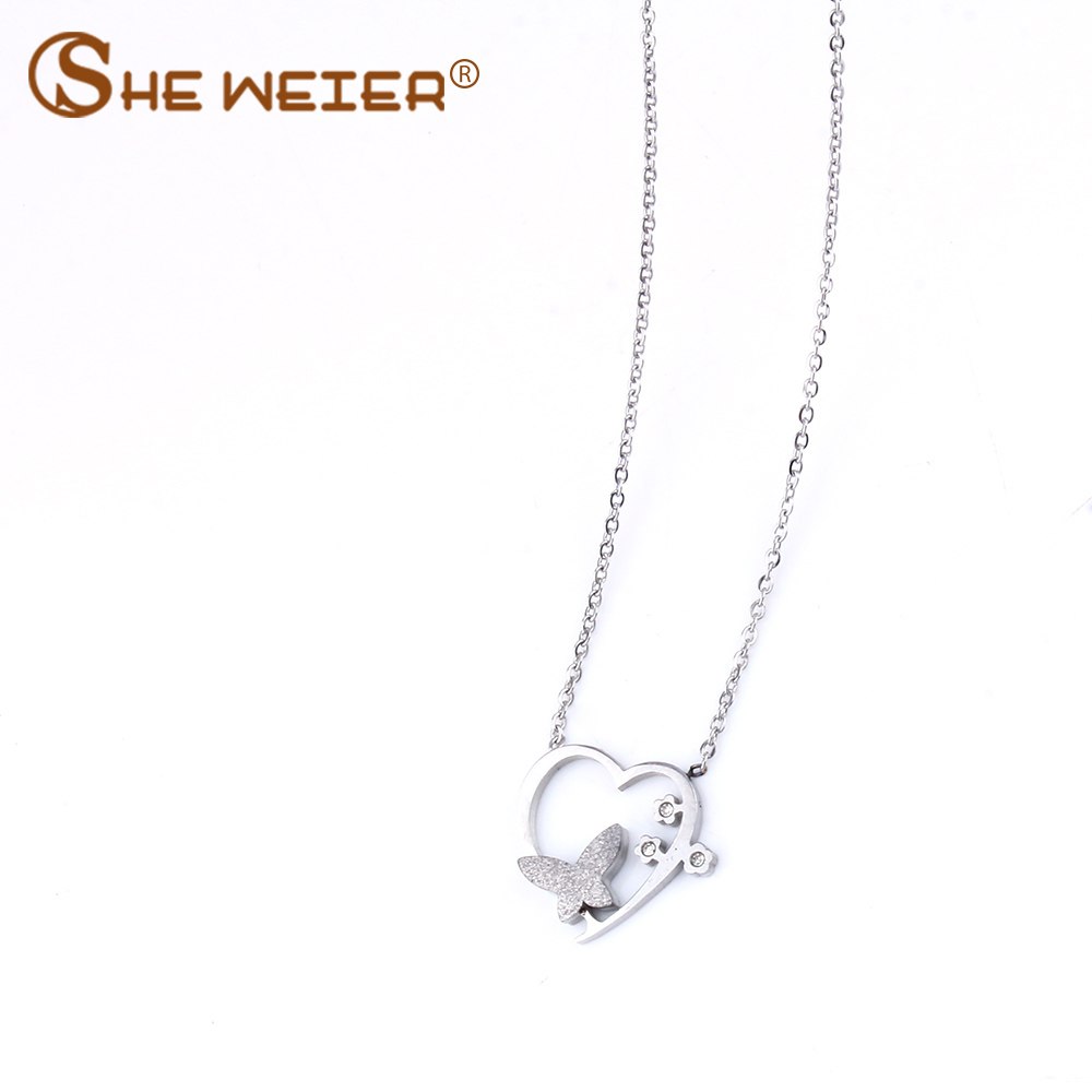 Heart Necklace For Women Stainless Steel Necklace Pendants Jewelry Chocker Bijoux Femme Collares Gift for girl